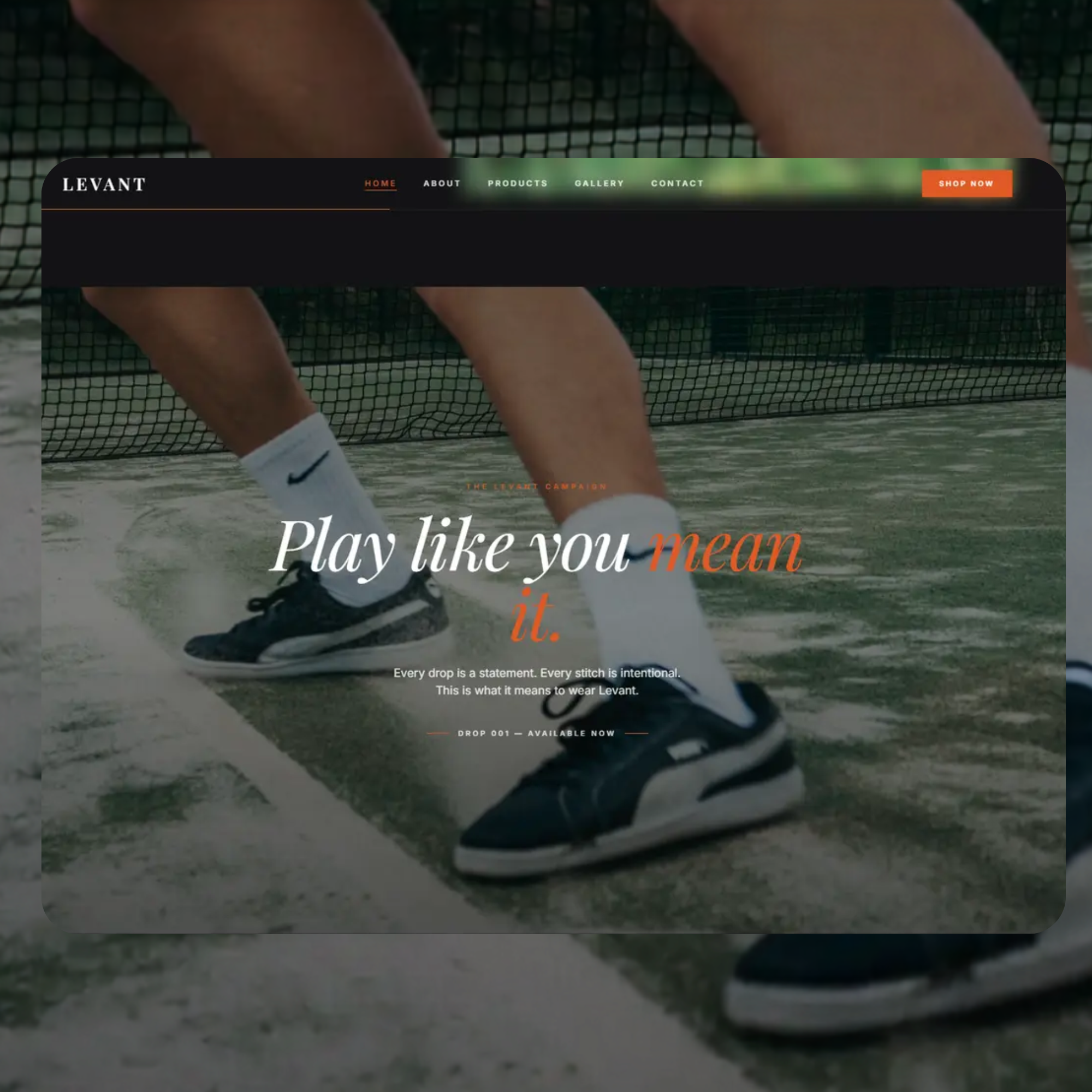 LEVANT — the campaign site, its headline set over footage from the court